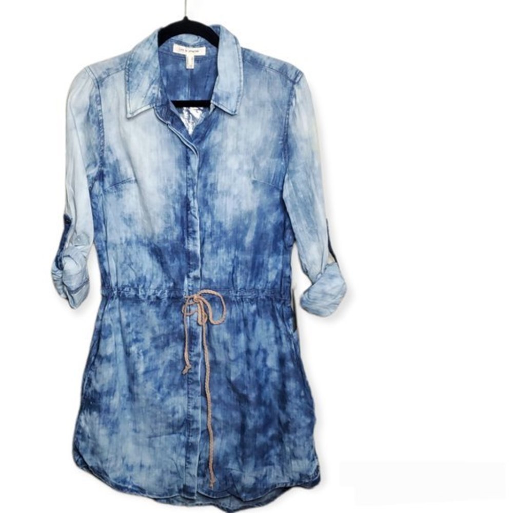 𝅺Life in Progress LARGE Urban Outfitters Blue Acid Wash Shirt dress Boho Belted